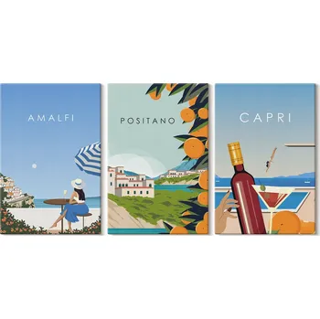 Obraz Sada obrazů na plátně k zavěšení Amalfi Positano a Capri 3x 20x30 cm