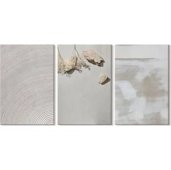 Obraz Sada obrazů na plátně Písek Kameny Boho Textura 3x 20x30 cm