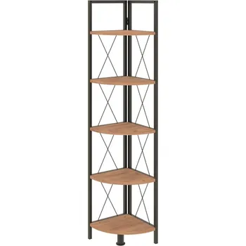 police Kovový rohový regál SARUL, černá/borovice + vyzvednutí ZDARMA