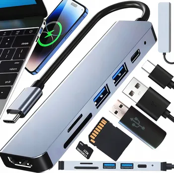 USB hub Hub 6v1 USB-C HDMI 4K30Hz USB C USB3.0 USB2.0 + SD/TF