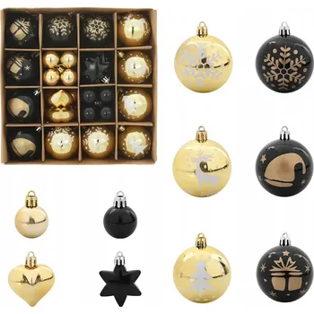Vánoční ozdoba Sada vánočních ozdob 40 ks černá a zlatá