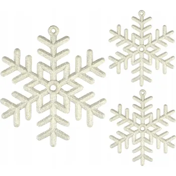 Vánoční dekorace OZDOBY NA VÁNOČNÍ STROMEK VELKÉ HVĚZDY SNĚHOVÉ VLOČKY 3ks