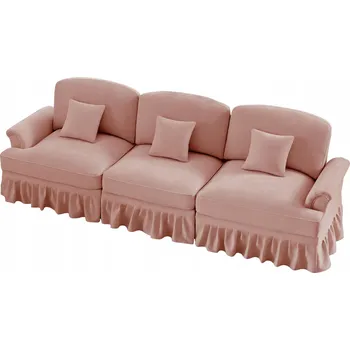 Pohovka Třímístná pohovka Šenil, područky, Sukně, odnímatelná, růžová
