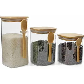 Dóza na potraviny Maxxo set Bamboo 3 ks sklo