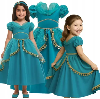Karnevalový kostým ŠATY KOSTÝM JASMÍNA ARABSKÁ DUBAJSKÁ PRINCEZNA PLES 110 116 CM