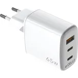 Celly 2x USB-C/USB-A, GaN, 65 W (UPTC1USB2USBC65) bílá