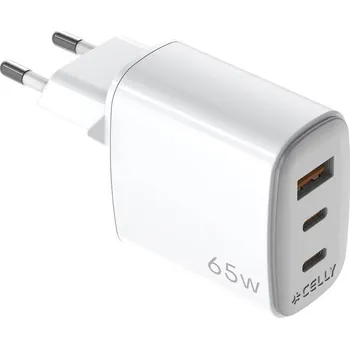 Celly 2x USB-C/USB-A, GaN, 65 W (UPTC1USB2USBC65) bílá