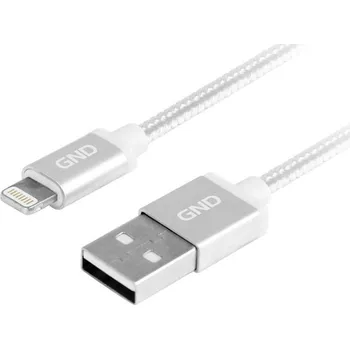 GND USB / lightning MFI, 1m, opletený (LIGHTN100MM05) stříbrný