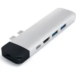 Satechi USB-C PRO Hub (HDMI 4K, Pass Through Charging, 1x USB 3.0, 1x MicroSD, Ethernet) (ST-TCPHES) stříbrný