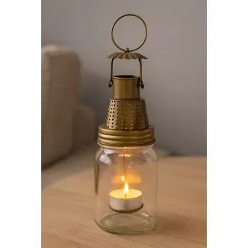 Svícen House Doctor Fhia láhvová lucerna ze skla a mosazi