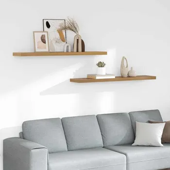 police Nástěnná polička 2 pcs Hnědá 120 x 23,5 x 4 cm kompozitní dřevo