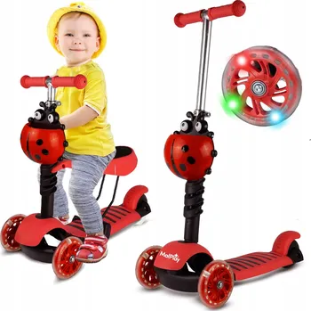 Koloběžka DĚTSKÁ TŘÍKOLOVÁ KOLOBĚŽKA S BALANČNÍM ŘÍZENÍM, SVÍTÍCÍ LED KOLEČKA, SEDÁTKO 2V1