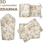 3D Mantinel s povlečením + zavinovačka zdarma, Veverky, béžová, šedá, 135x100 cm; béžová, šedá; bavlna,hypoalergenní duté vlákno