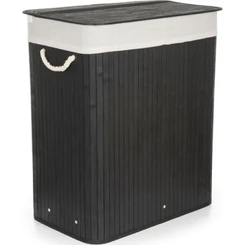 Koš na prádlo Koš na prádlo G21 105 l s rozdělovačem, bambusový černý s bílým košem koš na prádlo