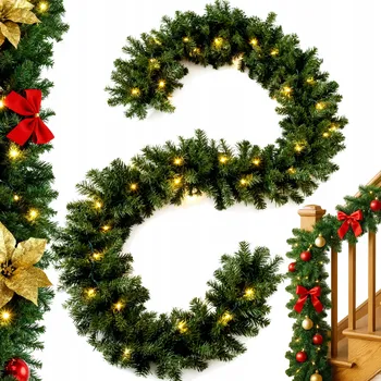 Vánoční dekorace Vánoční girlanda na stromeček, řetěz 500 cm, umělá, s LED světýlky 5 m