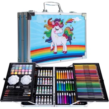 Výtvarná sada Sada na malování v kufříku Unicorn 145 ks modrá