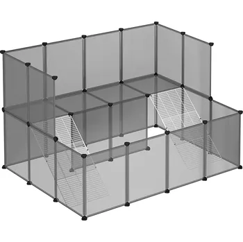 SONGMICS Ohrádka pro morčata, 143x108x93cm, šedá Skladování plastových kostek