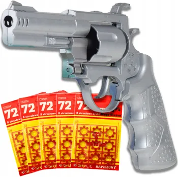 Obraz PISTOLE NA KAPSLÍKY REVOLVER KOVOVÝ 5x72ks SLEPÉ NÁBOJE DÁREK ZDOBENÍ