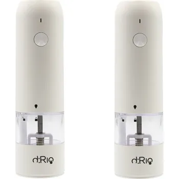 Mlýnek na koření dRio AKU Elektrický mlýnek na sůl a pepř 2 ks, bílý