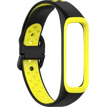 Řemínek na hodinky Řemínek pro Samsung Galaxy Fit 2 SM-R220 černý se žlutým límcem