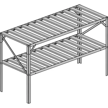 Skleník AL regál LANITPLAST 130x50 cm dvoupolicový stříbrný GSB2