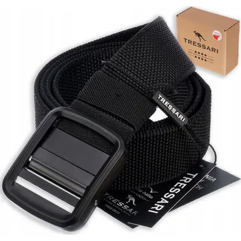 Opasek Pánský plátěný Pásek ČERNÝ, vojenský taktický Tressari, pevný Ke Kalhotám