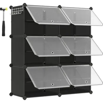 Botník SONGMICS Plastový botník, 82x32x92cm, černý Stojan na boty