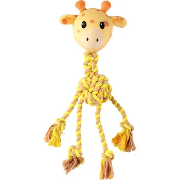 Krmivo pro psa Huhubamboo plyšová žirafa s provazem