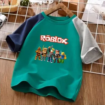 Dívčí tričko Dětské bavlněné tričko s motivem Roblox Barva: zelená 1, Velikost: 120
