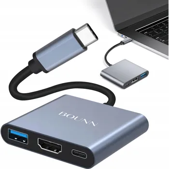 USB hub Bounn Adaptér 3 v 1 USB 3.1 Typ C / HDMI (4K 30Hz) + USB 3.0 + PD 100W