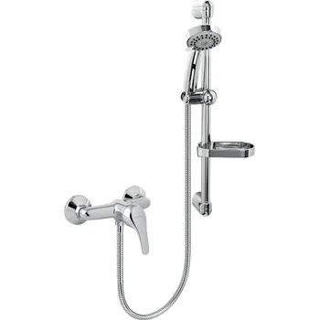 Vodovodní baterie Novaservis Titania Iris Baterie sprchová nástěnná, rozteč 150 mm, 3-polohová ruční sprcha, hadice 150 cm, mýdlenka, posuvný držák 59,2 cm, chrom, 92061KIT,0