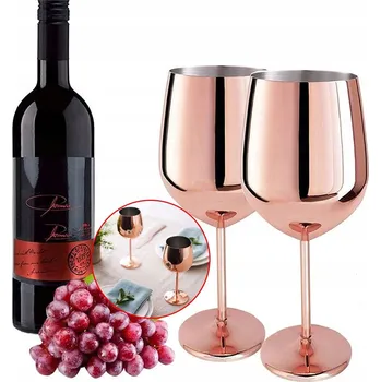 Sklenice SADA SKLENIC NA VÍNO GIN RŮŽOVÉ ZLATO OCELOVÉ 500ML 2KS DÁREK