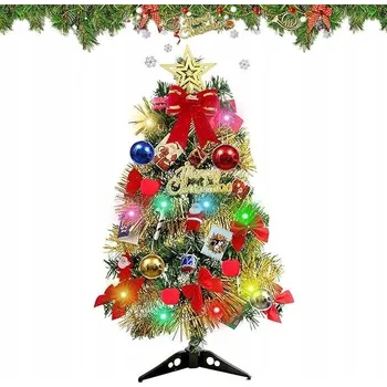 Vánoční stromek Umělý vánoční stromeček Mini dekorativní stromeček s řetězem světýlek, hvězdou, 60 cm