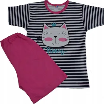 Dámské pyžamo PYŽAMO BAVLNA KRÁTKÝ RUKÁV PROUŽKY KOČKA 116 SUTEX