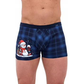 Boxerky Pánské vánoční boxerky Cornette 007/80 Toast vel. S (44) kostkovaný vzor s potiskem