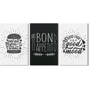 Obraz Sada obrazů do ložnice Grafika Jídlo Kulinářské motivy 3x 20x30 cm
