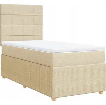 Postel Kontinentální postel 200 x 80 x 140,5/150,5 cm krémová s matrací a topperem
