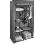 HomeLife Textilní šatní skříň s policemi šedá