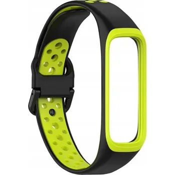 Řemínek na hodinky Řemínek pro Samsung Galaxy Fit 2 SM-R220 černý se zeleným límcem