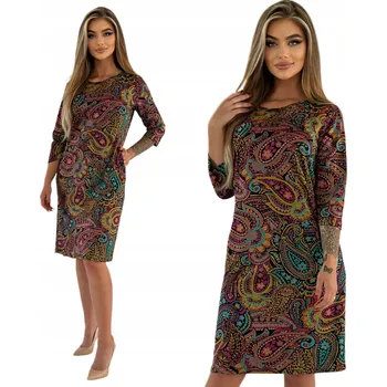 Dámské šaty BAREVNÉ ÚPLETOVÉ ŠATY S KAPSY VELIKOST 40