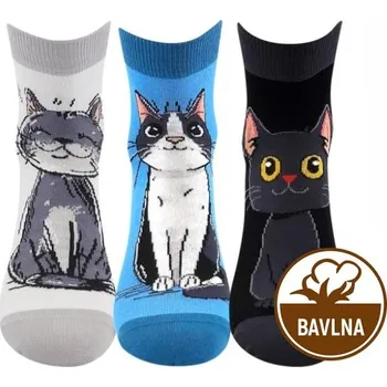 Pánské ponožky Ponožky BOMA dámské letní MICKA 01 s kočkami MIX B - 3 páry Velikosti ponožek: 39-42
