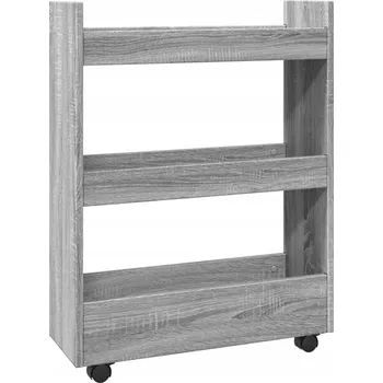 Servírovací stolek VidaXL Úzký 3patrový pojízdný vozík, šedá sonoma dub