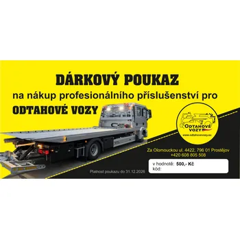 Upínací popruh Odtahové vozy DÁRKOVÝ POUKAZ DÁRKOVÝ POUKAZ: 500,- Kč