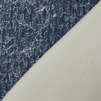 Teplákovina 22733 z rubu počesaná modrá, bílý vzor, š.180