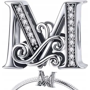 Přívěsek Přívěsek na náramek ZeSrebra stříbro 925 zirkon písmeno M stříbrný