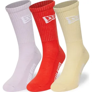 Pánské ponožky Ponožky New Era - Flag Crew Socks 3pk - Cream / Beige / Brown velikosti ponožek 35-38