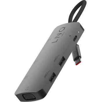USB hub Linq byELEMENTS 7v1 USB-C HDMI Triple Display MST (LQ48019) šedý