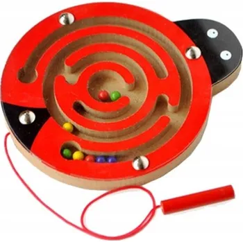 Hlavolam DŘEVĚNÝ MAGNETICKÝ LABYRINT KULIČKY VZDĚLÁVACÍ HRA BERUŠKA