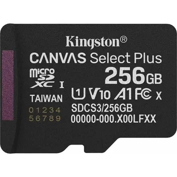 Paměťová karta Kingston Canvas Select Plus MicroSDXC 256GB UHS-I U1 (R150/W30) (SDCS3/256GBSP) černá