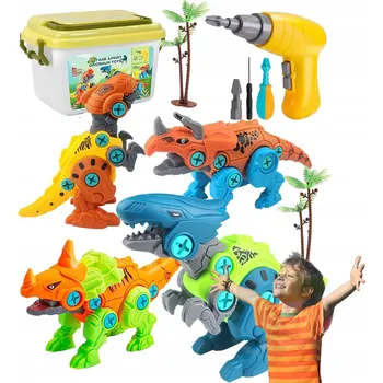 ostatní stavebnice Stavebnice DINOSAUŘI k sestavení SADA se šroubovákem a aku šroubovákem